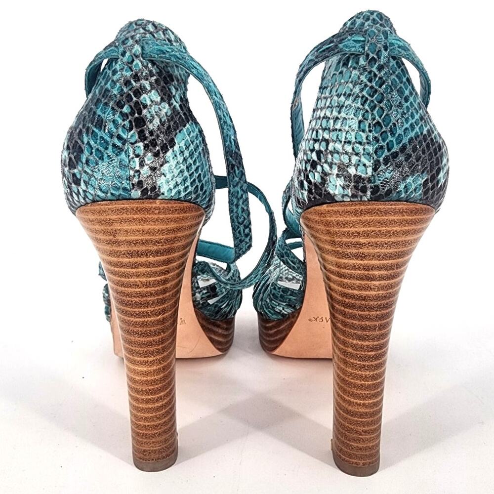 White House Black Market Emilia Teal Snakeskin Platform Sandals Women's Size 10M - Picture 4 of 12